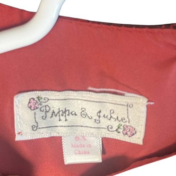 Pippa & Julie 6X Sateen Red Plaid Holiday Chain Belted Tie Bow Dress - Picture 5 of 9